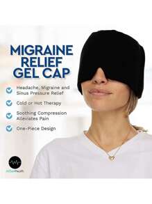 Cappello per emicrania, fascia rinfrescante per il viso con gel refrigerante, maschera per gli occhi con compressione fredda, cuffia regolabile, prodotto rinfrescante per il viso
