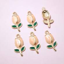 20pcs 21x10mm Enamel Rose Flower Charms Pendant Alloy Metal Cute Flowers DIY Jewelry Making Accessories For Necklace Earrings