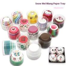 100/200/300pcs Random Color Disposable Dessert Cups, Small Cupcake Cups, Non-Stick Oil-Proof Paper Liners (The Pattern Variety May Not Be Fully Displayed In The Image)