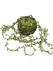 1 Roll 100m Silk Leaf Ribbon, Artificial Vine String Decorative Ribbon, Wild Jungle Plant Greenery, Suitable For Party, Wedding, Home Wreath DIY Crafts, Jewelry Making, Faux Green Leaf Garland Silk Cloth Wreath Decoration, Artificial Green Plant DIY Handmade Wreath Material, Fabric Willow Leaf DIY Weaving Wreath Accessories Green Vine Decoration