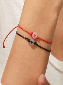 Verstellbares, im Dunkeln leuchtendes gewebtes Armband - Herzform, geeignet für beste Freunde/Familie, Paare, Freundin-Geschenk, Paar-Armband, Damen-Armband