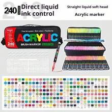Guangna 240 Color Straight Liquid Acrylic Marking Pen Set With Bag, Portable Marking Pen With Bag, Suitable For Gift Giving, Available In 240 Colors, Daily Professional Office Supplies Marking Pen School Supplies, Back To School