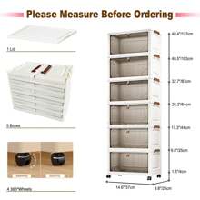 1pc (38cm/14.96in) Width Small Folding Storage Cabinet, 1-6 Tiers Selectable, Clothes Divider Wardrobe Storage Box, Kitchen Pantry Organizer, Dining Tableware Cabinet, Thickened Flip-Top Rolling Storage Cart, Freestanding Plastic Folding Storage Shelves For Home