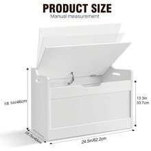 AutoFu Large Toy Box Room Storage White Wooden Bedroom Chest Lid Clothes Box, Toy Storage Organizer Chest Flip-Top Lid, Bedding Box Clothes Storage - White - View 2
