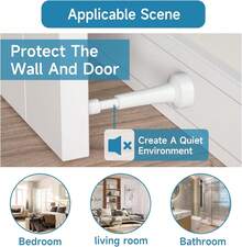 3 PZS Topes de puerta de primavera para pared - Topes de puerta de aluminio de 4.33 pulgadas, topes de puerta negros mate para la parte inferior de la puerta, topes de puerta para el interior de la puerta con punta de silicona, tornillo y instalación con adhesivo - 1 - Ver 5