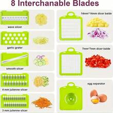 16-In-1 Vegetable Chopper With Container - Multi-Functional Kitchen Cutter For Onions, Fruits And Vegetables, Durable Plastic Food Slicer With Lock, Portable Design And Easy Clean Blades, For Prep, Slicing, Shredding, Vegetable Cutting And Chopping, Simple Kitchen Tool, Easy To Clean - Grey - View 7