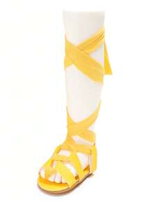 Fashionable Summer 0-1 Year Old Baby Girl Non-Slip Bottom Toddler Shoes With Strap - Yellow - View 4