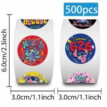 Disney Hot Sell 500pcs/Roll Disney Series Sticker Decorative Handbook Stickers Tape Computer Phone Cup Water Bottle Sticker Birthday Gift School Supplies, Back To School