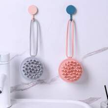 1pc New Double-Press Liquid Dispense Hair Washing Brush, Home Scalp Massage Brush With Long Teeth, Transparent Visible Cleaning Comb, Random Color