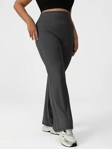 Sodalemon Plus Size Women's Wide Leg Dance/Yoga/Sports Flared Pants, Lifting Buttocks, Spring & Summer - 灰色 - 查看 4