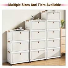 1 Stück 38cm/14,96 Zoll breiter kleiner Faltschrank, 1-6 Ebenen wählbar, Kleiderschrank Aufbewahrungsbox mit Stofftrennern, Küchenschrank, verstärkter Klappdeckel mit Rollen, für den Heimgebrauch, ohne Montage, Kunststoff Faltaufbewahrungsorganizer