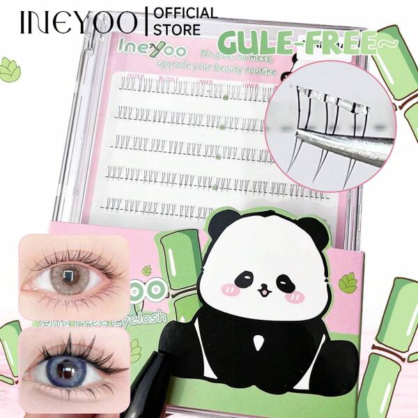 Serie Pandalash de INEYOO, 120 agrupaciones, pestañas inferiores en forma de A clásicas. Dos estilos para mezclar y combinar, sin pegamento y autoadhesivas para un uso fácil. Natural y juvenil, perfecto para bodas, regalos para el Día de la Madre/Navidad. Práctico para viajes