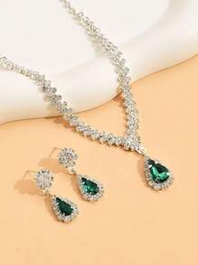 Ensemble de bijoux avec pendentif goutte d'eau cristal scintillant, accessoires de mariage de mariée de luxe, convient pour les soirées formelles