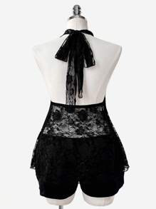 Women's Irregular A-Line Lace Hollow Sheer Spider Decor Punk Retro Street Style Camisole Top, Spring/Summer
