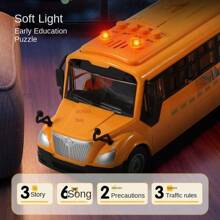1 pieza Juguete de Autobús escolar para niños, simulación de autobús musical y con historias, modelo de autobús por inercia para bebés, como regalo de cumpleaños, Navidad y Halloween