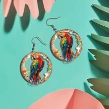 1 Pair Acrylic Earrings With Cute Parrot Design, Lovely & Charming Eardrops Gift