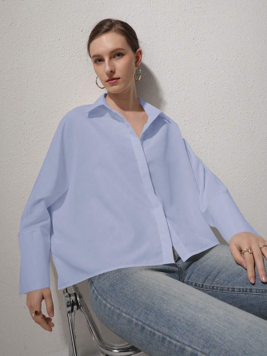 Women's Old Money Aesthetic Long Sleeve Business Interview Commuting Leisure Relaxation Simple Temperament Elegant Shirt,Suitable For Daily Wear,Homewear,Streetwear Winter Clothes For Women