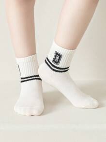 5 pares de meias infantis casuais versáteis e listradas da moda