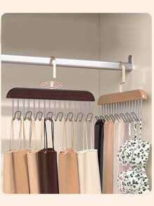 3/1PC Multi-Functional Wooden Coat Hooks, Coat Rack, Closet Organizer, 8 Hooks, 360 Degree Rotating Angle, Space Saving Bra Hook, Storage For Hanging Clothes Like Tops, Underwear, Bras, Breastplates, Hats, Ties, Strap,Vest,Etc.Traceless Clothes Drying Rack