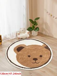 1pc Round Rug Cozy Brown & Cream Bear Face Round Area Rug - Ultra Soft, Comfortable For Bedroom, Living Room, Study, Entryway, Children's Game Room, Room Decor, Nursery As Floor Mat, Cashmere-Like Bedroom Rug Play Mat, Washable & Non-Slip, Rugs For Bedroom, Bedroom Mat - Indoor All-Season Home Decor, Decorative Rugs, Bedside Rug, Circle Rug, House Decor | Bedroom Decor - Multicolor - View 16