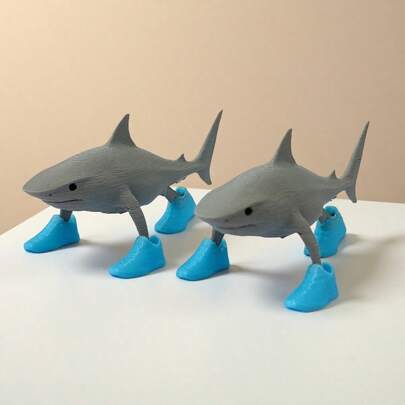 1 pieza/2 piezas Estatua decorativa de tiburón imaginativo con patas azules - Decoración de plástico duradero impresa en 3D para interiores/exteriores, sin electricidad requerida, arte de escritorio creativo para el hogar y oficina, regalo único para coleccionistas, escultura para exteriores | Decoración peculiar | Diseño ligero | Regalo para fiestas festivas