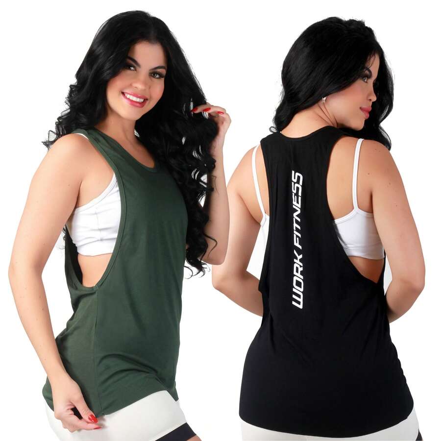 Work Fitness Kit 2 Women's Long Sleeve Tank Top Gym - 黑/綠 - 查看 1
