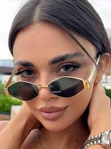 1/2 Stück Rautenmuster Metall Kleinrahmen Y2K Mode Brille, retrochic Brillen für Festivals, Partys, Strände, Zusammenkünfte, Geschäft, Verschenken, geeignet für den Sommer