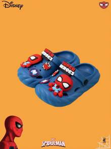 Disney Disney Children's Slippers Hero Mode Activated! Children's Non Slip Slippers; Urban Crawler: Wear Slippers Before Bedtime, Cartoon Spider Man Children's Hole Shoes, Summer Indoor Anti Slip Boys' Toe Cap Children's Slippers
