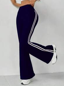 Women's High-Waisted Flare Yoga Pants – Solid Color Wide-Leg Active Trousers, Stretchy Elastic Waist Lounge Pants For Gym, Workout & Casual Wear