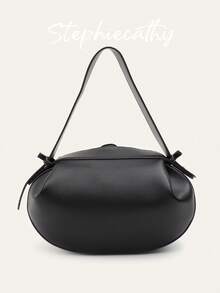 STEPHIECATHY 女士时尚设计素食 PU 荔枝纹皮革橄榄球形顶部手柄包大容量斜挎包单肩包手提包优雅日常通勤旅行