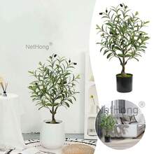 NetHong Lifelike Artificial Olive Tree With Berries – Available In 3 Sizes (50cm, 60cm, 90cm) – Realistic Indoor Greenery In Black Pot - Black - View 10