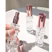 1 pieza Botella portátil de 10ml para descarga de perfume, Botella de aceite esencial de melón amargo de 10ml con tapa de aluminio, Botella de vidrio recargable para perfume, tónico, esencia, con Body rayado grueso, antideslizante y resistente, para perfume, tónico, aceite esencial, reutilizable, conveniente para transportar