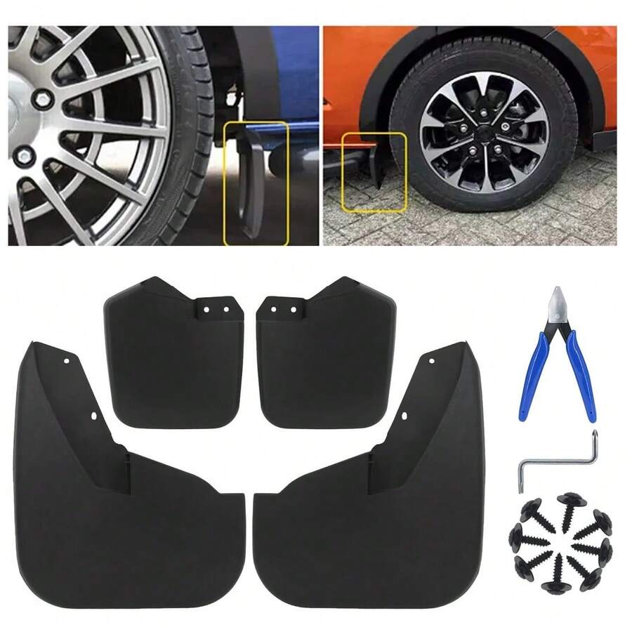 FOR TRANSIT CUSTOM 2012-ON FRONT AND REAR MUDFLAPS MUD FLAP - 4PCS SET - Black - View 1