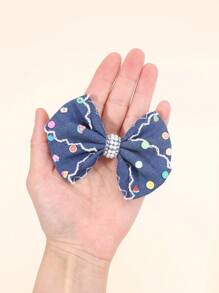 2pcs Denim Hair Bows For Girls Solid Color Denim Bow Alligator Clips With Fruit Accessories Cute Apple Strawberry Watermelon Decor Bow Hair Clips Vacation Gifts Bow Barrettes Kids Hair Accessories