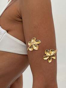 1 件复古波西米亚海洋主题金属金色装饰手链，适合女性日常和节日身体链装饰 - 珍珠海星(0387) - 查看 3