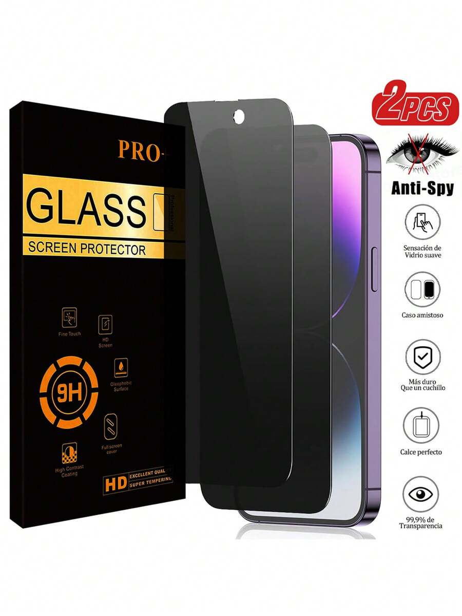 2片装隐私屏幕保护膜，兼容 14 Pro Max，也兼容 17、16 Pro Max、16、16 Pro、16 Plus、15 Pro Max、15、15 Pro、15 Plus、13 Pro Max、13、12、11。隐私保护，防窥视，无气泡，兼容手机壳。 - 黑色 - 查看 1