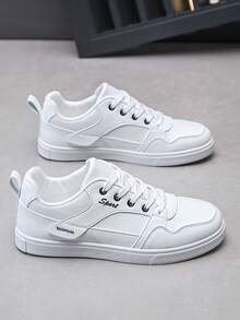 男士时尚休闲运动鞋滑板鞋帆布鞋学生鞋透气防滑 - 白色 - 查看 6