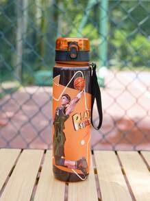 1pc 1000ml Or 750ml(Approx. 32oz Or 26oz) Gradient Color Pattern Theme Sports Water Bottle, Matte Mouth Direct Drink Cup, 3D Printing Design, Portable Leak-Proof Cap, Carry Strap, Suitable For Cycling, Running, Hiking, Camping