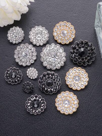7 件/包精致闪亮金属花纽扣，高档装饰配件，适用于外套、衬衫、西装、羊毛衫、夹克、服装、箱包、围巾、手套、帽子、珠宝的 DIY 工艺品，10/15/18/20/23 毫米