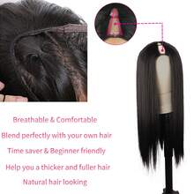 Straight Black V Part Wig For Women V Shape Wigs No Leave Out Upgrade U Part Wigs Glueless Synthetic Vpart Wigs Full Head Clip In Half Wig For Women