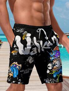 Men's Hawaii Style 3D Printed Casual Beach Shorts - Quick Dry, Drawstring Waist, Perfect For Summer Outdoor - Blue - View 3