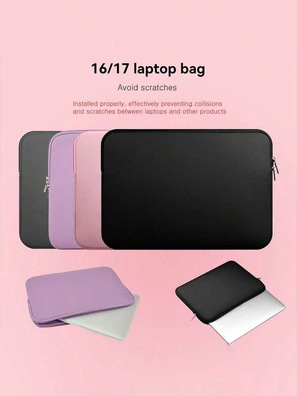 1 pièce Pochette de rangement pour tablette en polyester de couleur unie, grande capacité et entièrement fermée. Convient pour les tablettes de 11/13/14/15/16/17 pouces. Léger, design avec fermeture éclair