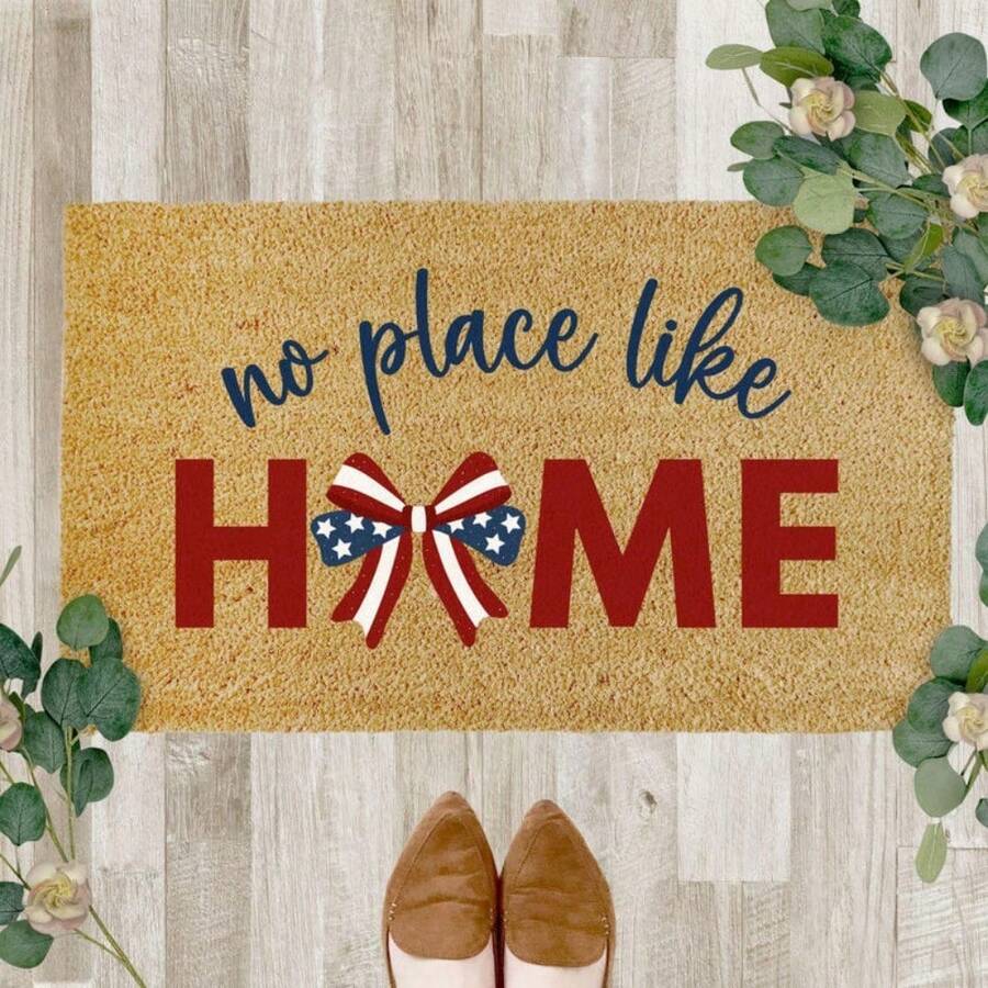 1pc 16"*24" 18"*30" Patriotic Doormat, 4th Of July Decor, Summer Porch Mat, Red White Blue Mat, Summer Porch Decor, USA Welcome Mat, Memorial Day Decor Outdoor - Black - View 1