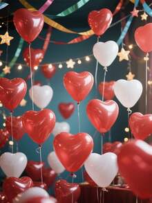 10-200 quả bóng bay cao su hình trái tim màu trắng, đỏ, hồng, xanh dương 10 inch, thích hợp để trang trí tiệc sinh nhật, trang trí ngày lễ tình nhân, cầu hôn, đính hôn, trang trí đám cưới, trang trí phòng, đạo cụ chụp ảnh ngoài trời - Đỏ + Trắng - Xem 7