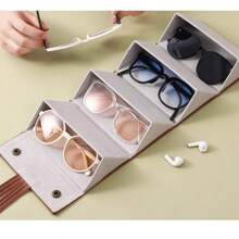 Multifunctional Glasses Case - Large Capacity Leather Glasses Storage Box, High-End Multi-Compartment Sunglasses, Optical Glasses, Eyeglasses Case, Portable Travel Accessory, Wall Mount