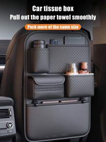 1pc Car Seat Back Storage Organizer Bag, With Tissue Box Holder