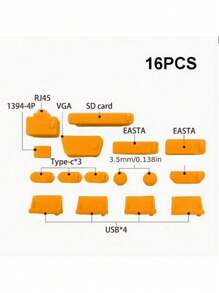 16pcs/Set Computer Laptop Dust Plugs, Universal USB Port, Headphone Jack Dust Covers, Snug Compatible With Macbook, Smartphones & Tablets, Professional Level Protection