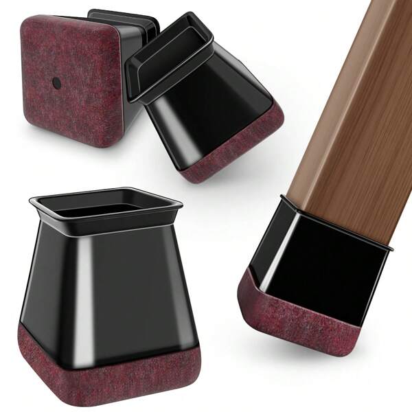 8/16 PCS Chair Leg Floor Protectors, Silicone Felt Chair Leg Caps Cover Furniture Pads For Hardwood Floors, Furniture Sliders For Chair Legs(Square)