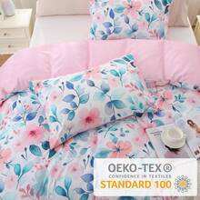 Duvet Cover King Size, Reversible Floral Lavender Duvet Cover Set With Zipper Closure, 3 Pieces Botanical Patterns Soft Microfiber Bedding Set (90"X104", 2 Pillow Cases 20"*36") - 05 - 粉藍樹枝(無被子) - 查看 2