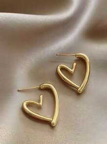 Pendientes de mujer con muesca de amor sencilla, pendientes de plata de ley de lujo ligero, collar versátil para el Día de la Madre, adecuado para ropa de entre semana